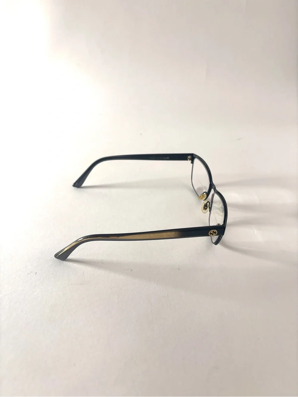 Gucci Black Rectangle Glasses with Gold Nose Bridge
